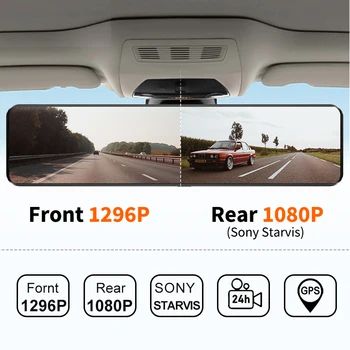JADO T690 12-colių 1080P Objektyvas Vairuotojo Vaizdo įrašymo Brūkšnys Cam Automobilių Dvr Kamera, Dashcam FHD Dual 24 Val., Automobilio Galinio vaizdo Kamera Cool