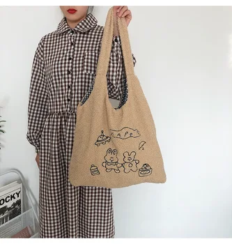 Japonijos Kawaii Maišelį Naujas Žiemos Pliušinis Pečių Maišą Moterų 2020 Naujas Minkštas Tote Krepšys Moterims Shopper Bag Bolsa Feminina Torebki Damskie