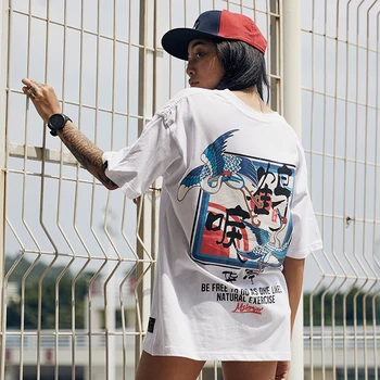 Japonijos Vainikavo Kranas Spausdinimo Kietas Mens Tshirts Streetwear Mados Vyrų Tshirts Tees 2019 Prarasti Trumpas rankovėmis Marškinėlius Unisex