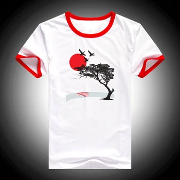 Japonų stiliaus moteris marškinėlius 2019 raudona saulėlydžio ievų Žiedų print t shirt vasaros harajuku marškinėliai femme balta camisetas mujer