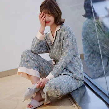 Japonų Stiliaus Pižama Moterų Ilgomis Rankovėmis Flanelė Kostiumas Animacinių Filmų Turėti Kimono Mielas Korėjos Versija, Pavasarį, Rudenį Medvilnės Namų Paslauga