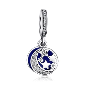 JewelryPalace Blue Moon Star 925 Sterlingas Sidabro Granulių Pakabukai Sidabras 925 Originalą Apyrankę, Sidabro 925 originalios Juvelyrikos Priėmimo