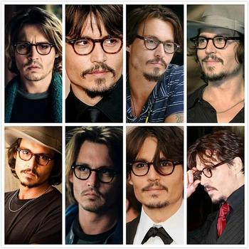 Johnny Depp Vyrų ir Moterų Optinių Rėmelių Acetatas Retro Stiliaus Aukščiausios Kokybės Akiniai 080-1