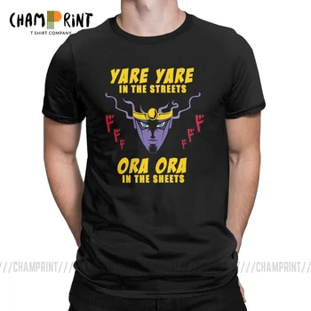 JoJos Keistų Nuotykių Cool Marškinėliai Vyrams Yare Yare gatvėse trumpomis Rankovėmis Drabužius Vasarą Tees Medvilnės Įgulos Kaklo Marškinėliai