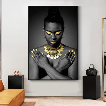 Juodos ir Baltos Aukso Afrikos Nuogas Moterų Naftos Tapyba ant Drobės, Plakatų ir grafikos Cuadros Sienos Meno Nuotrauka už kambarį