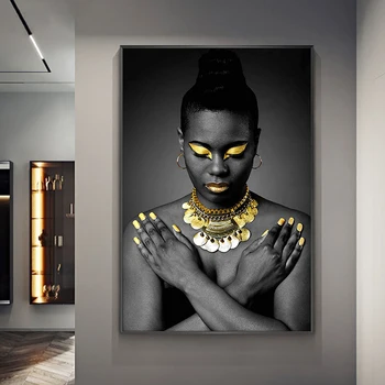 Juodos ir Baltos Aukso Afrikos Nuogas Moterų Naftos Tapyba ant Drobės, Plakatų ir grafikos Cuadros Sienos Meno Nuotrauka už kambarį