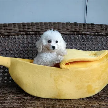 Juokinga Bananų Formos Augintiniai Katė Lova Namas Jaukus, Mielas Bananų Mažylis Pagalvėlė Veislynas Šiltas Nešiojamų Pet Krepšelio Prekių Kilimėlis Lovos