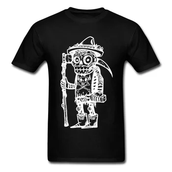 Juokinga Mirtinai Dieną T-shirt Vyrams Marškinėliai Kaukolė Marškinėlius Meksikos Stiliaus Drabužių Medvilnės Baltas Viršūnes Steampunk Tee Grim Reaper