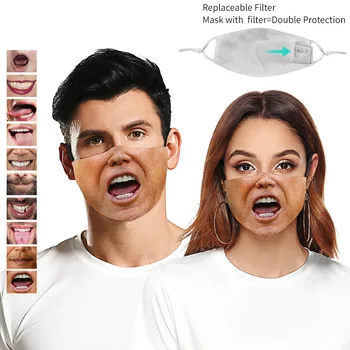 Juokinga Spausdinimo Lauko Kaukės Medvilnės galima Skalbti Suaugusiųjų Unisex 3D Creative Nagų Kaukė Daugkartinio naudojimo Kaukės veidui Reguliuojamas Earloops Kaukės