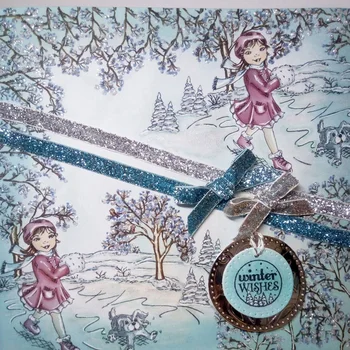 Kalėdinė Boy & Girl Žiemos Sniego Gyvūnų Raidžių Alfabetą Apvalus Rėmo Aišku, Silikoninių Spaudų, Kad Kortas, užrašų knygelė Antspaudas