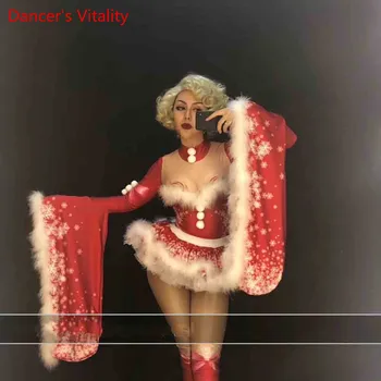 Kalėdos, naujieji Metai, naktiniame klube Bar Mielas Princesė Burbulas Suknelė Rodyti DS Moterų Dainininkas DJ Pole Dance Plaukuotas Veiklos Kostiumas Drabužiai