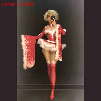 Kalėdos, naujieji Metai, naktiniame klube Bar Mielas Princesė Burbulas Suknelė Rodyti DS Moterų Dainininkas DJ Pole Dance Plaukuotas Veiklos Kostiumas Drabužiai