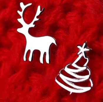 Kalėdų Eglutė Briedžio Ausį Stud Kalėdų Kūrybos Šepečiu Ne simetriškai Ausies Žiedai
