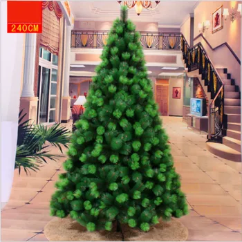 Kalėdų Eglutė Žalia PVC Lapų Pagrindu Papuošti Ornamentais 90 cm-300 cm Dirbtinis Užsakymą