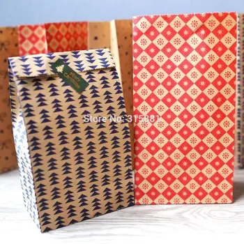 Kalėdų Kraft Paper Bag,Kalėdinis dovanų pakavimo krepšys, Užkandžiai, Saldainiai Pakuotės Maišelis 30pcs/daug