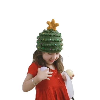 Kalėdų Šeimos Atitikimo Skrybėlės Suaugusiems Vaikams Vilnos Žiemos Skrybėlę Kalėdų Eglutė Žvaigždžių Bžūp Vyrai Moterys Nėrimo Vertus, Kablys Fotografijos Rekvizitai