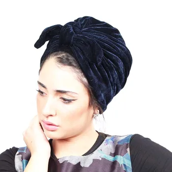 Karšto Naujas Žiemos aksomo triušio ausies Hijab Turbaną Skrybėlės Moterims minkštas aksominis chemo skrybėlę, Plaukų Aksesuaras Bandana Hairband Chemoterapija Bžūp