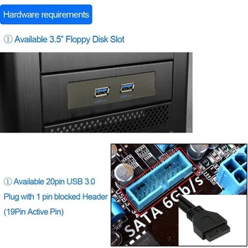 Karšto Parduoti 20 Pin 2 Prievadai USB 3.0 Hub USB3.0 Priekinio Skydelio Laikiklio Adapterio Kabelis, Skirtas PC Desktop 3.5 Colio Floppy Bay HDMI suderinamus