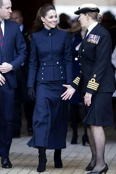 Kate Middleton kilimo ir tūpimo Tako Rudenį Nauji Aukštos Kokybės ilgomis Rankovėmis Striukė Viršūnes Elegantiškas Plonas Pusė Sijonas Derliaus Atsitiktinis Šalies Moterų Rinkiniai 13854
