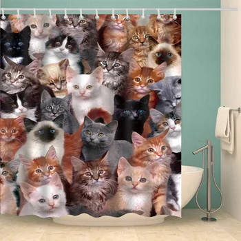Katė spausdinimo dušo užuolaidos vandeniui lašas laivybos tiger extra long dušo užuolaidos vonios vonios kambarys