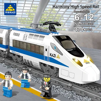 KAZI kūrimo bloką, žaislai harmonijos Dongfeng traukinio greitųjų geležinkelių elektros geležinkelių Miesto traukinio berniuko gimtadienio dovana vaikų žaislai