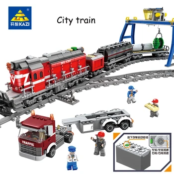 KAZI kūrimo bloką, žaislai harmonijos Dongfeng traukinio greitųjų geležinkelių elektros geležinkelių Miesto traukinio berniuko gimtadienio dovana vaikų žaislai