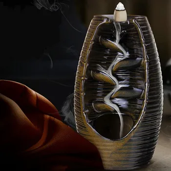 Keramikos refliukso smilkalų degiklis kalnų tekantis vanduo smilkalų laikiklis rūkyti krioklys 20 smilkalų vamzdžiai, vidaus apdaila
