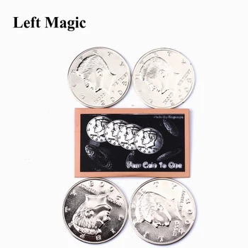 Keturios Monetos Vienas Didelis Pusė (Doleris Skersmuo 5.6 Cm) Magija Gudrybės 1 Monetų+3 Korpuso Pusė Dolerio Išsiplėtė Shell Dolerių Moneta Magija 3669