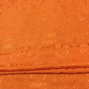 Kinijos stiliaus žakardo audinio orange gryno šilko audinio plotis 108cm 20momme,SFF108