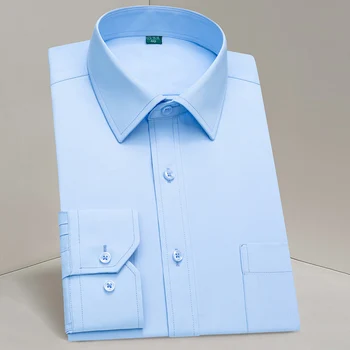 Kišenėje prie krūtinės Balta Oficialų Shirt Mens Verslo Tvirtą Socialinę Suknelė Vyrų Marškinėliai ilgomis Rankovėmis Darbo pareigas, Šviesiai Mėlyna juoda rausva