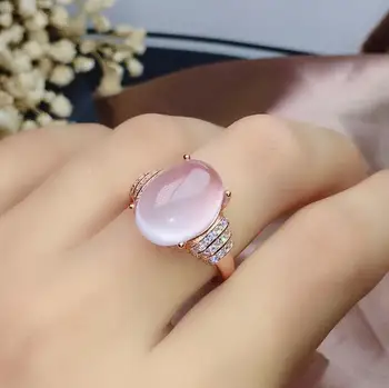 KJJEAXCMY boutique papuošalus 925 sterlingas sidabro inkrustacijos Natūralus Rožinis kristalas Ross kvarco pakabutis žiedas tiktų paramos aptikimo bauda