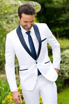 Klasikinis Dizainas Balta Jaunikis Tuxedos Groomsmen Geriausią Vyro Kostiumas Mens Vestuvių Kostiumai Jaunikis Verslo Kostiumai (Švarkas+Kelnės+Kaklaraištis)
