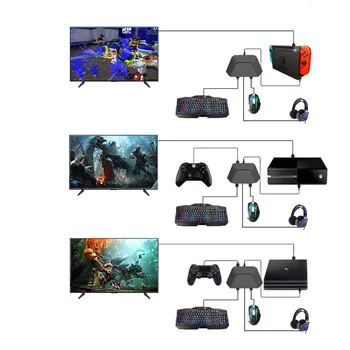 Klaviatūros ir Pelės Konverteris Adapteris 3,5 mm audio jungtis Balso Funkcija Nintendo Jungiklis / PS4 / Xbox Vienas / PS3 / Xbox 360
