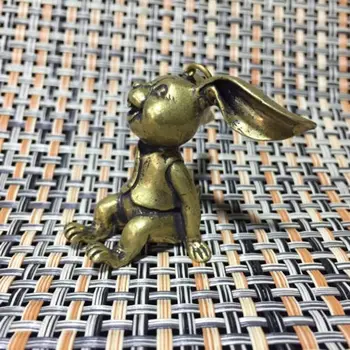 Kolekcionavimas Kinijos Sidabro Vario Rankų Darbas Raižyti Gyvūnų Didelėmis Ausimis Bugs Bunny Išskirtinį Mažas Pakabukas Statulos