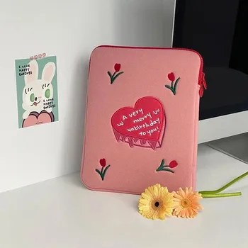 Korėjos Planšetinio kompiuterio krepšys iPad 9.7 10.2 10.5 colio Mielas Širdies Raidžių Dėklas iPad 11 13 colių Ins Mados Rankovės Vidinis Aksominis Maišelis