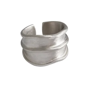 Korėjos versija S925 sterlingas sidabro žiedas INS šaltas vėjas paprasta plačiu šepečiu moterų žiedas asmeninį sidabro žiedas