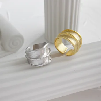 Korėjos versija S925 sterlingas sidabro žiedas INS šaltas vėjas paprasta plačiu šepečiu moterų žiedas asmeninį sidabro žiedas