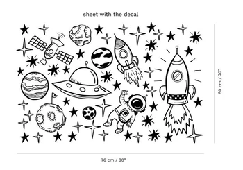 Kosmoso Darželio Sienų Lipdukai Berniukas Patalpoje Sienos Lipdukas Vaikams Dekoras Raketų Laivo Astronautas Vinilo Decal Planetos Papuošti D15
