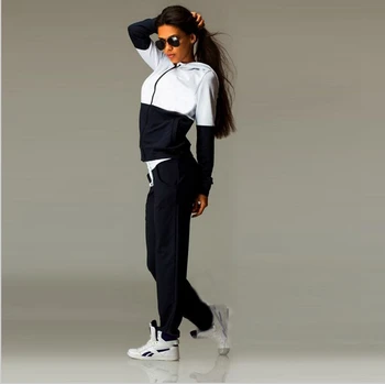 Kratinys Užtrauktukas nėrinių Kostiumas Nustatyti 2019 Moterų Tracksuit Dviejų dalių Sport Stiliaus Apranga, Bėgimo Marškinėlius Sporto Lounge Sportwear