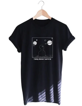 Kuakuayu HJN Kosmoso Ateivių Moteris Tshirts Vasaros Harajuku Stiliaus trumpomis Rankovėmis Moteriška T-Shirt Grunge Estetinės Viršuje Mielas Juokingas Tee