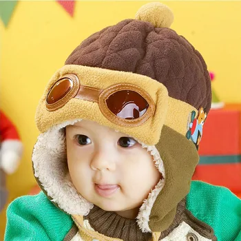 Kūdikis, Šiltas, Pliušinis Audinys Dangtelį Beanie Skrybėlių Cool Baby Berniukas Ir Mergaitė Žiemos Pilotas Lokių Kepurės Mielas Vaikams Gražus Aviatorius Bamblys Skrybėlės