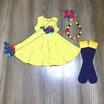 Kūdikių mergaičių Velykų aprangos komplektus merginų banginis atsisukti geltona suknelė atitikimo rankinėje ,gyvulių ir reikmenys