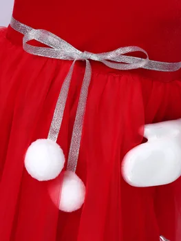 Kūdikių Merginos Kalėdų Nėrinių Lėlės Apykakle Suknelė Gimtadienio Pettiskirt Princesė Lankas Blizgučiais ilgomis rankovėmis Sijonai Suknelė mergaitėms