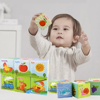 Kūdikių Mobiliojo Magic Cube Kūdikių Žaislas Pliušinis Blokas, Sankabos Barškučių Šešių Pusių Modelio Anksti Naujagimiui Švietimo Žaislai 0-12 Mėnesių