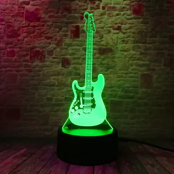 Kūrybos Animacinių filmų 3D Elektros Muzika, Gitara, Bosinė Modelis Iliuzija Lempa LED 7 Spalvų Kaita Gradientas Kūdikis, Vaikas Miegoti Naktį Šviesos Žaislai