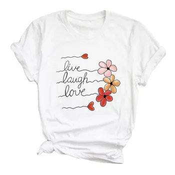 Lady Gyventi, Juoktis Meilės Laišką Atspausdintas T-shirt Moterims, O Kaklo trumpomis Rankovėmis Viršūnes Pilka Juoda Medvilnės Tees Atsitiktinis marškinėliai Camisas Mujer
