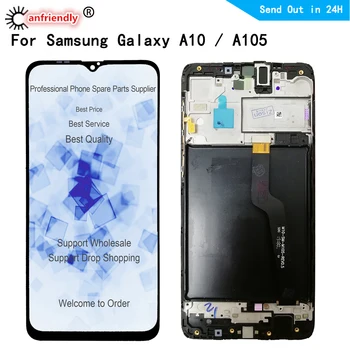 LCD Samsung Galaxy A10 A105 SM-A105F A105G A105FN/DS A105M LCD Ekranas Jutiklinis skydelis skaitmeninis keitiklis su rėmo Surinkimas