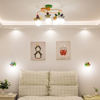 LED cartoon vaikų kambario lempa, miegamojo lubų lempa, berniukas, mergaitė, princesės šiuolaikinės paprasta gyvūnų kūrybos lempos