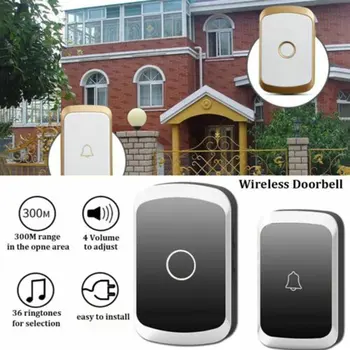 LED Durų Bell Belaidį durų skambutį Baterija 36 Melodija Dainos 1 Nuotolinio Valdymo pultas 1 Belaidžio Namų Saugumo Smart Skambučius