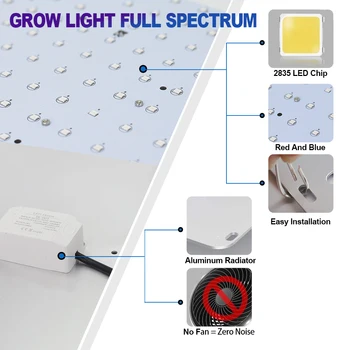 LED Grow Light AC 85-265V 25W 50W Phytolamp 2835 Led Lustas, EU Plug Visą Spektrą Augimo Lempos Patalpų Augalų Apšvietimas